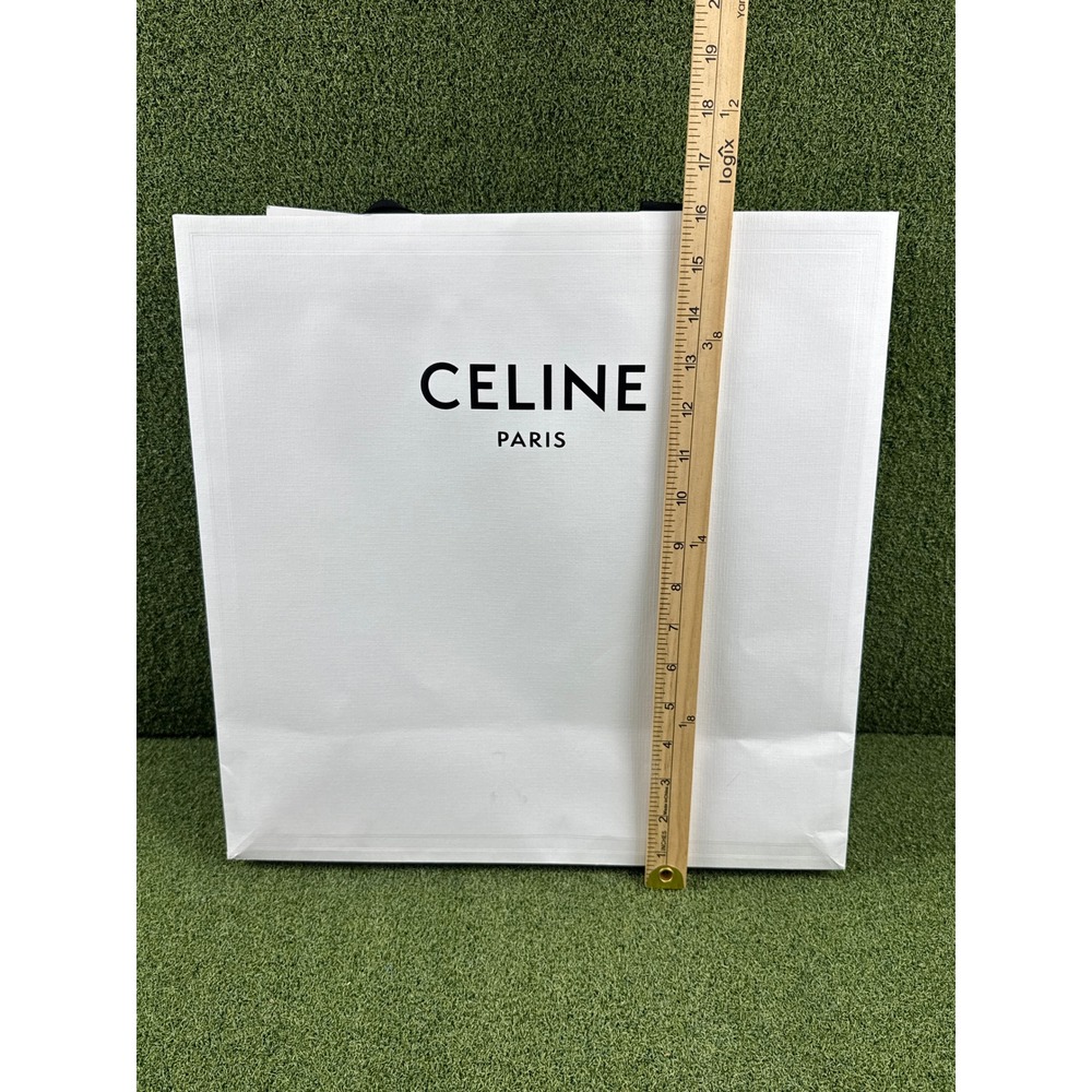 CELINE Paris Large White Shopping Tote Bag 16'x16'x7' Black Handles Store Ba - Picture 7 of 8